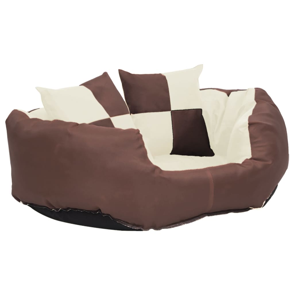 Hondenkussen Omkeerbaar En Wasbaar 65 x 50 x 20 cm Bruin en crème