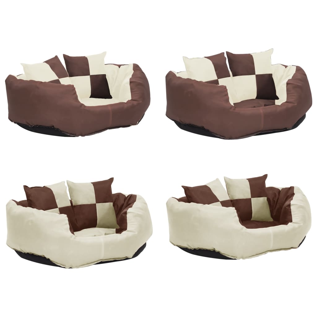 Hondenkussen Omkeerbaar En Wasbaar 65 x 50 x 20 cm Bruin en crème