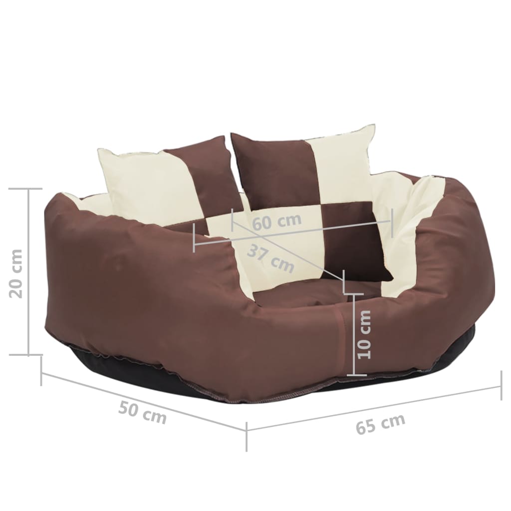Hondenkussen Omkeerbaar En Wasbaar 65 x 50 x 20 cm Bruin en crème