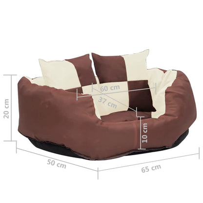 Hondenkussen Omkeerbaar En Wasbaar 65 x 50 x 20 cm Bruin en crème