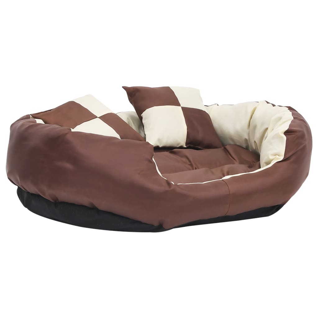 Hondenkussen Omkeerbaar En Wasbaar 85 x 70 x 20 cm Bruin en crème