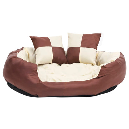 Hondenkussen Omkeerbaar En Wasbaar 85 x 70 x 20 cm Bruin en crème