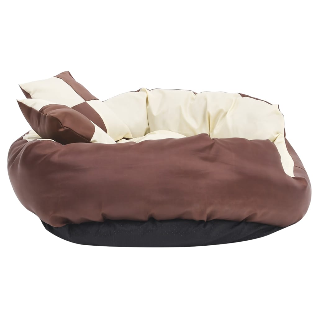 Hondenkussen Omkeerbaar En Wasbaar 85 x 70 x 20 cm Bruin en crème