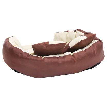 Hondenkussen Omkeerbaar En Wasbaar 85 x 70 x 20 cm Bruin en crème