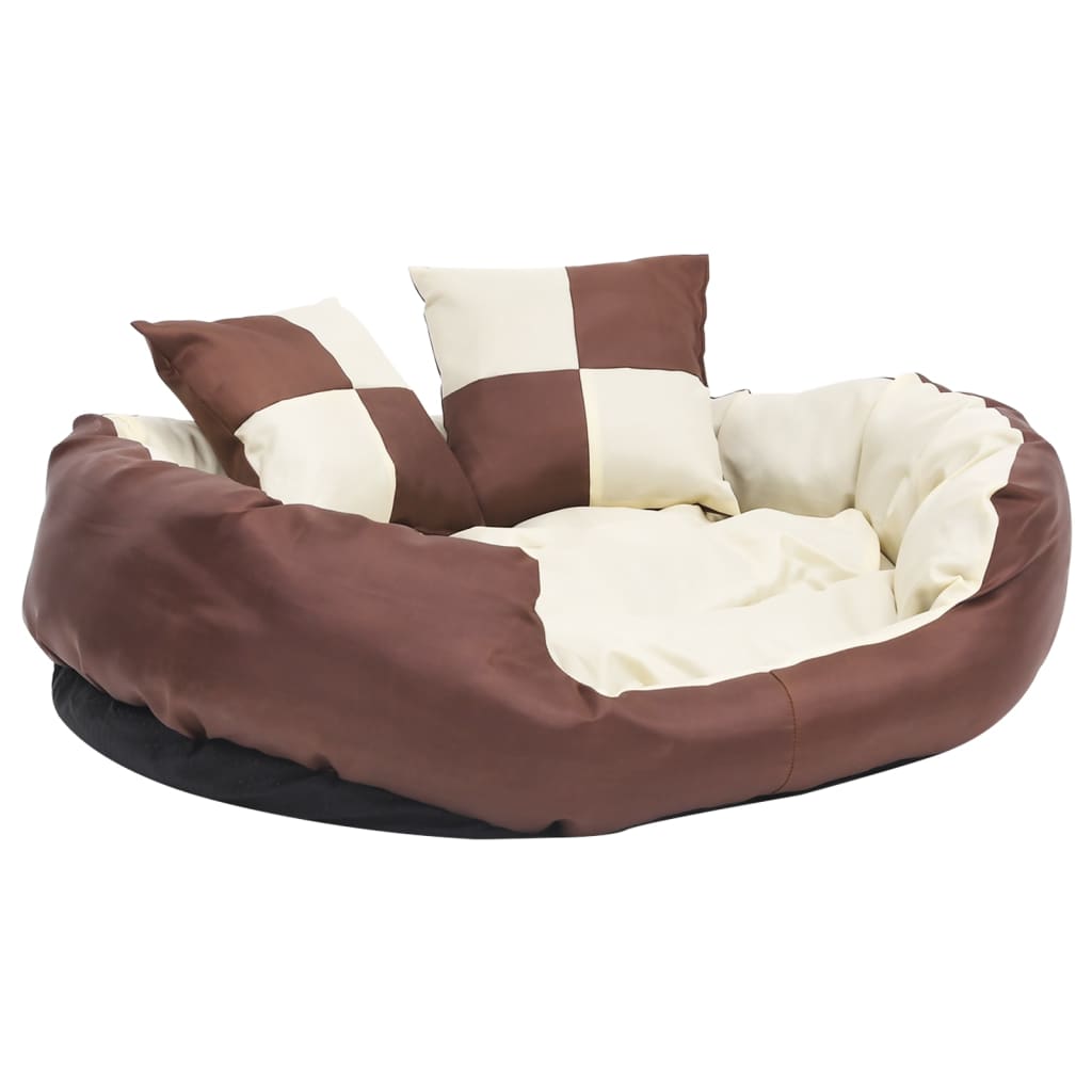Hondenkussen Omkeerbaar En Wasbaar 85 x 70 x 20 cm Bruin en crème