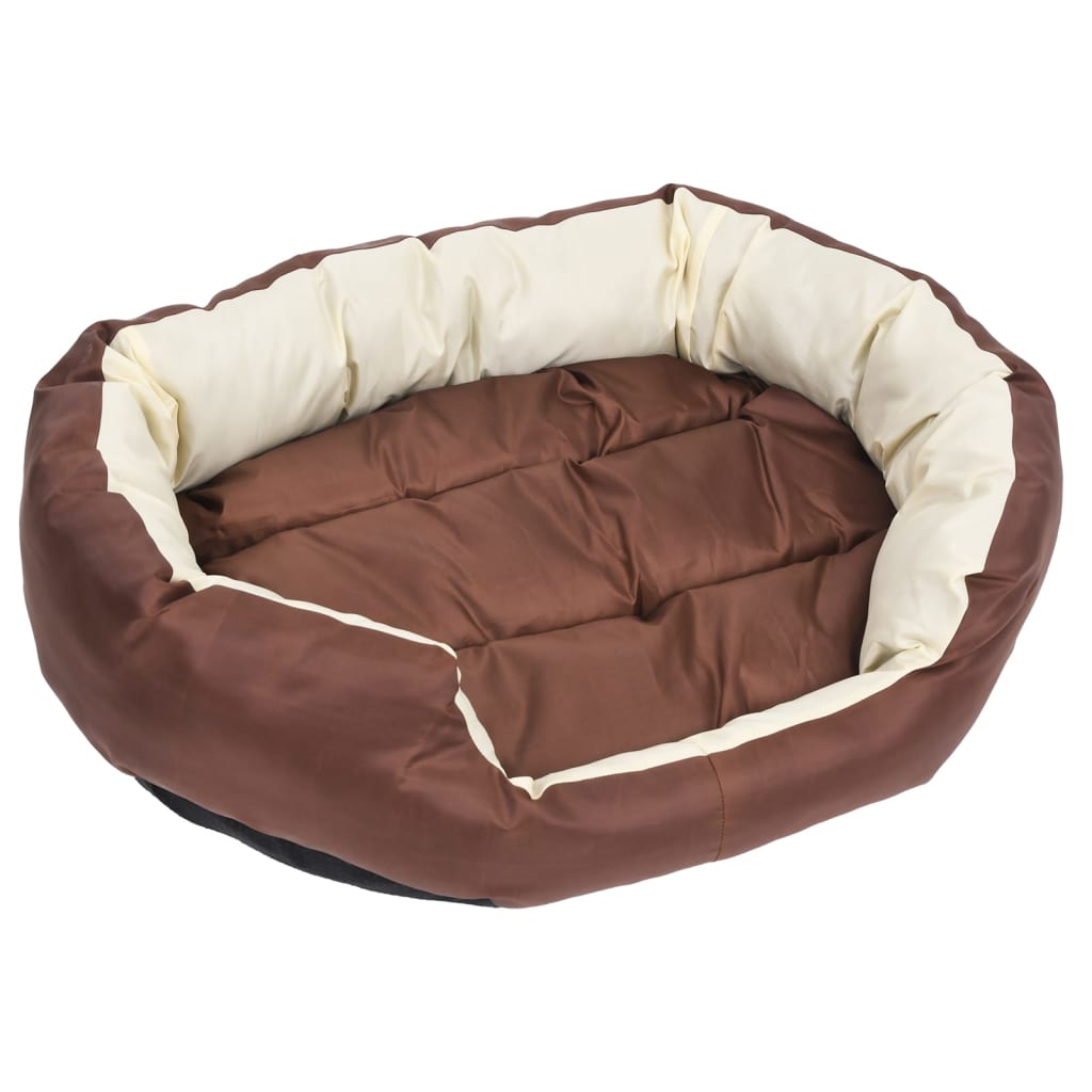 Hondenkussen Omkeerbaar En Wasbaar 85 x 70 x 20 cm Bruin en crème