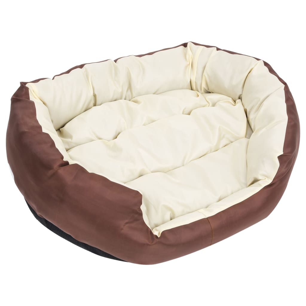 Hondenkussen Omkeerbaar En Wasbaar 85 x 70 x 20 cm Bruin en crème