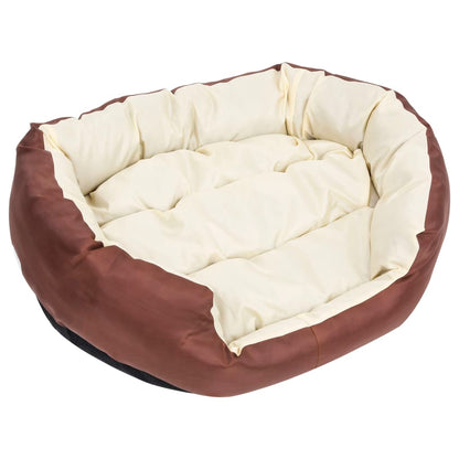 Hondenkussen Omkeerbaar En Wasbaar 85 x 70 x 20 cm Bruin en crème