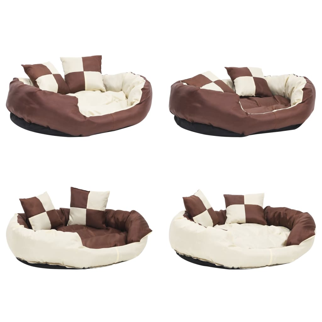 Hondenkussen Omkeerbaar En Wasbaar 85 x 70 x 20 cm Bruin en crème