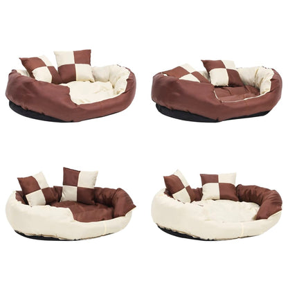 Hondenkussen Omkeerbaar En Wasbaar 85 x 70 x 20 cm Bruin en crème