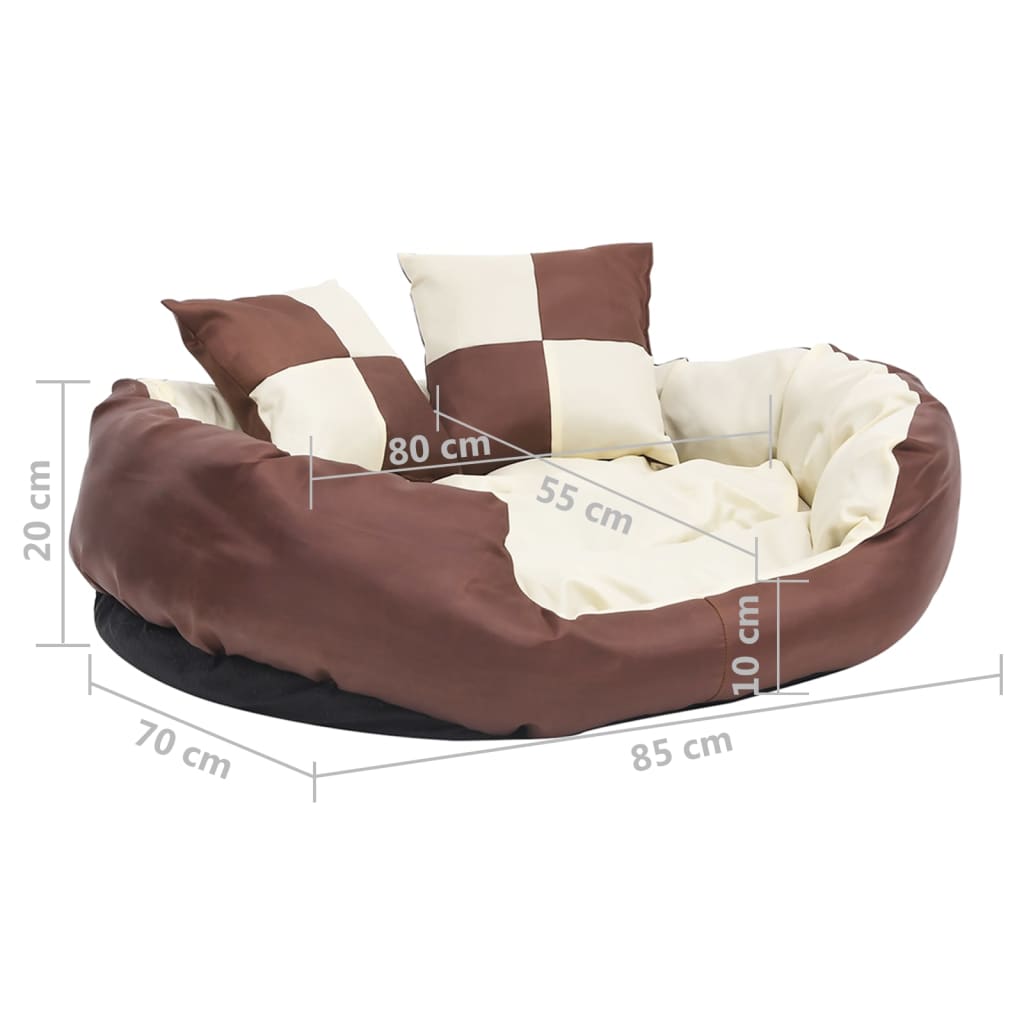 Hondenkussen Omkeerbaar En Wasbaar 85 x 70 x 20 cm Bruin en crème