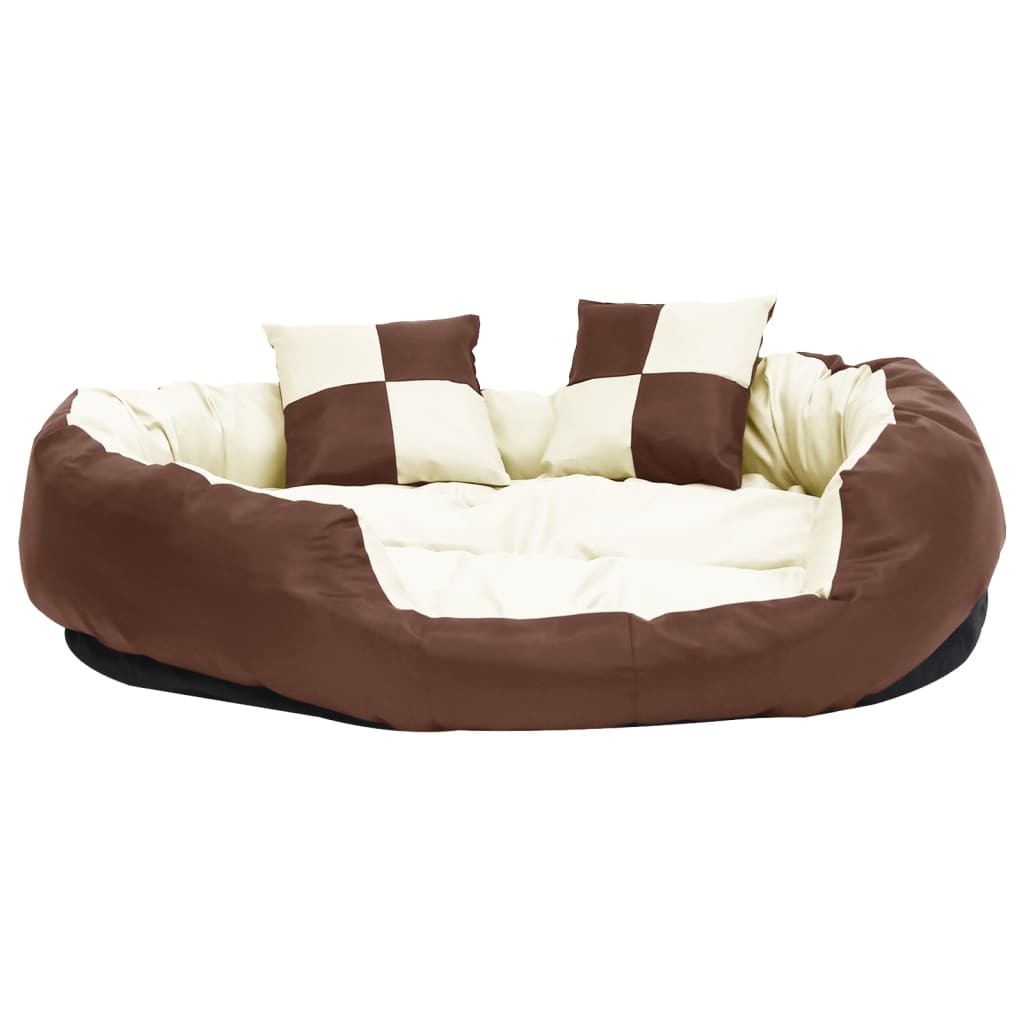 Hondenkussen Omkeerbaar En Wasbaar 110 x 80 x 23 cm Bruin en crème