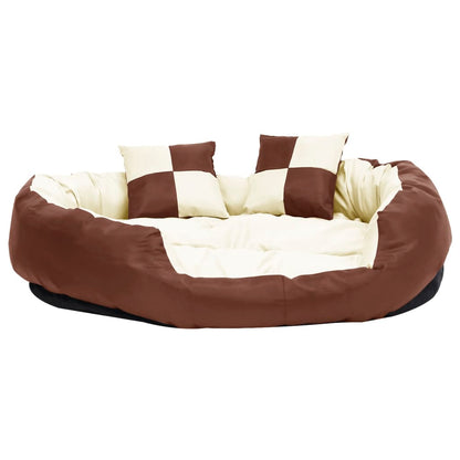 Hondenkussen Omkeerbaar En Wasbaar 110 x 80 x 23 cm Bruin en crème