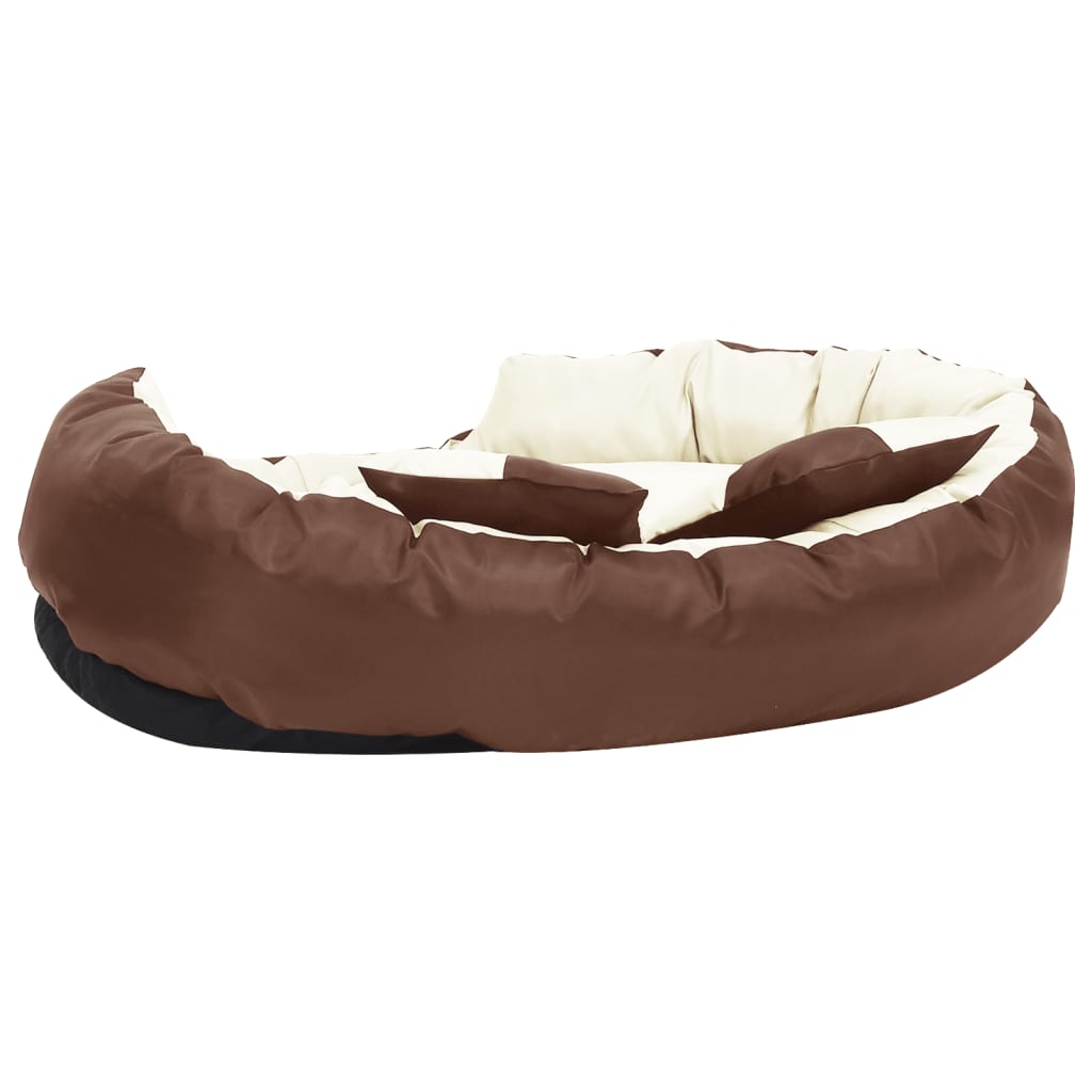 Hondenkussen Omkeerbaar En Wasbaar 110 x 80 x 23 cm Bruin en crème