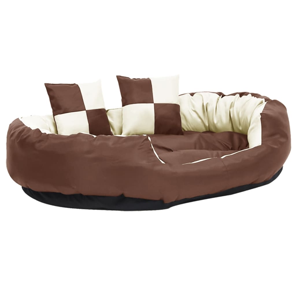 Hondenkussen Omkeerbaar En Wasbaar 110 x 80 x 23 cm Bruin en crème