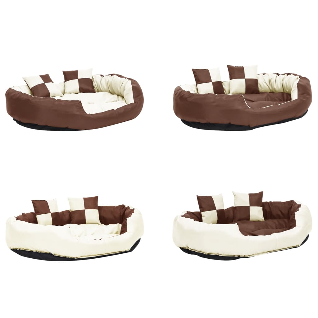 Hondenkussen Omkeerbaar En Wasbaar 110 x 80 x 23 cm Bruin en crème