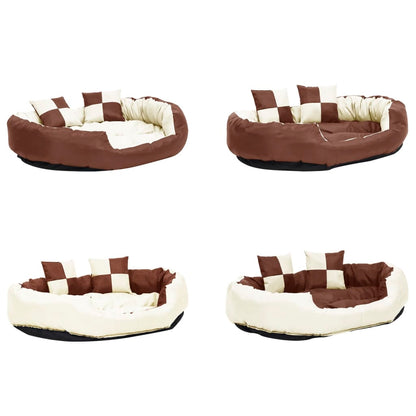Hondenkussen Omkeerbaar En Wasbaar 110 x 80 x 23 cm Bruin en crème
