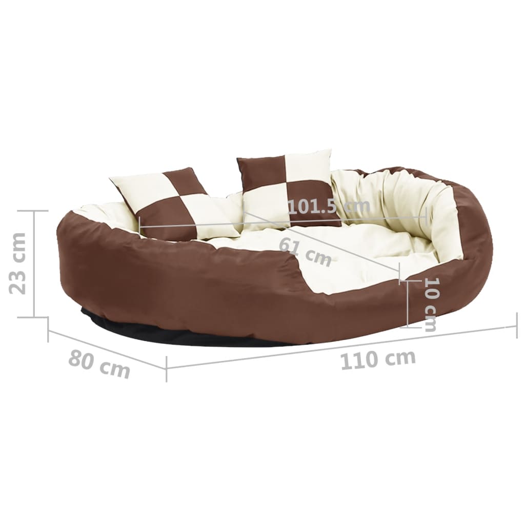 Hondenkussen Omkeerbaar En Wasbaar 110 x 80 x 23 cm Bruin en crème