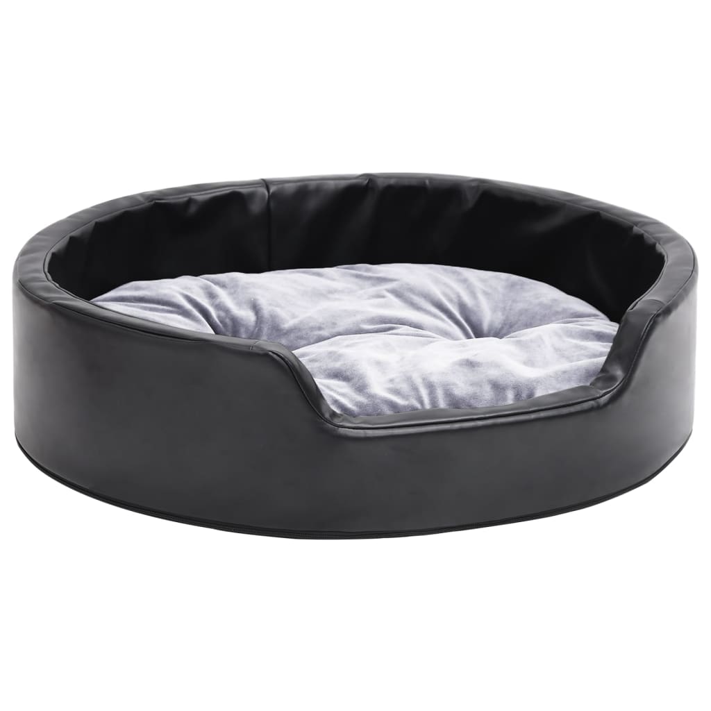 Hondenmand Pluche En Kunstleer Zwart En 69 x 59 x 19 cm Grijs