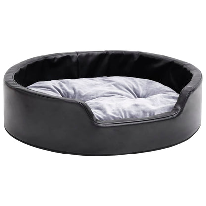Hondenmand Pluche En Kunstleer Zwart En 69 x 59 x 19 cm Grijs
