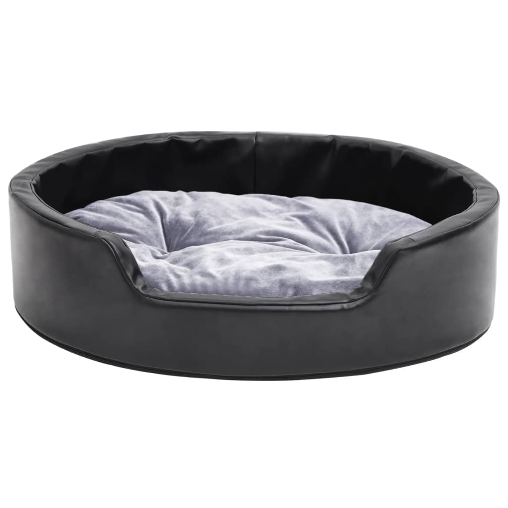 Hondenmand Pluche En Kunstleer Zwart En 69 x 59 x 19 cm Grijs