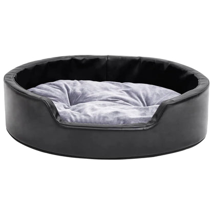 Hondenmand Pluche En Kunstleer Zwart En 69 x 59 x 19 cm Grijs
