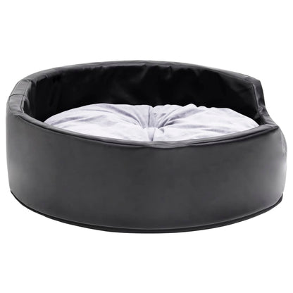 Hondenmand Pluche En Kunstleer Zwart En 69 x 59 x 19 cm Grijs