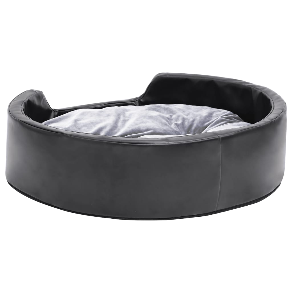 Hondenmand Pluche En Kunstleer Zwart En 69 x 59 x 19 cm Grijs
