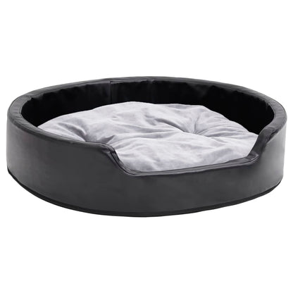 Hondenmand Pluche En Kunstleer Zwart En 79 x 70 x 19 cm Grijs