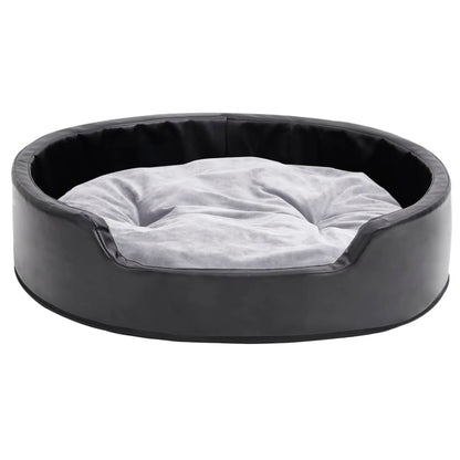 Hondenmand Pluche En Kunstleer Zwart En 79 x 70 x 19 cm Grijs