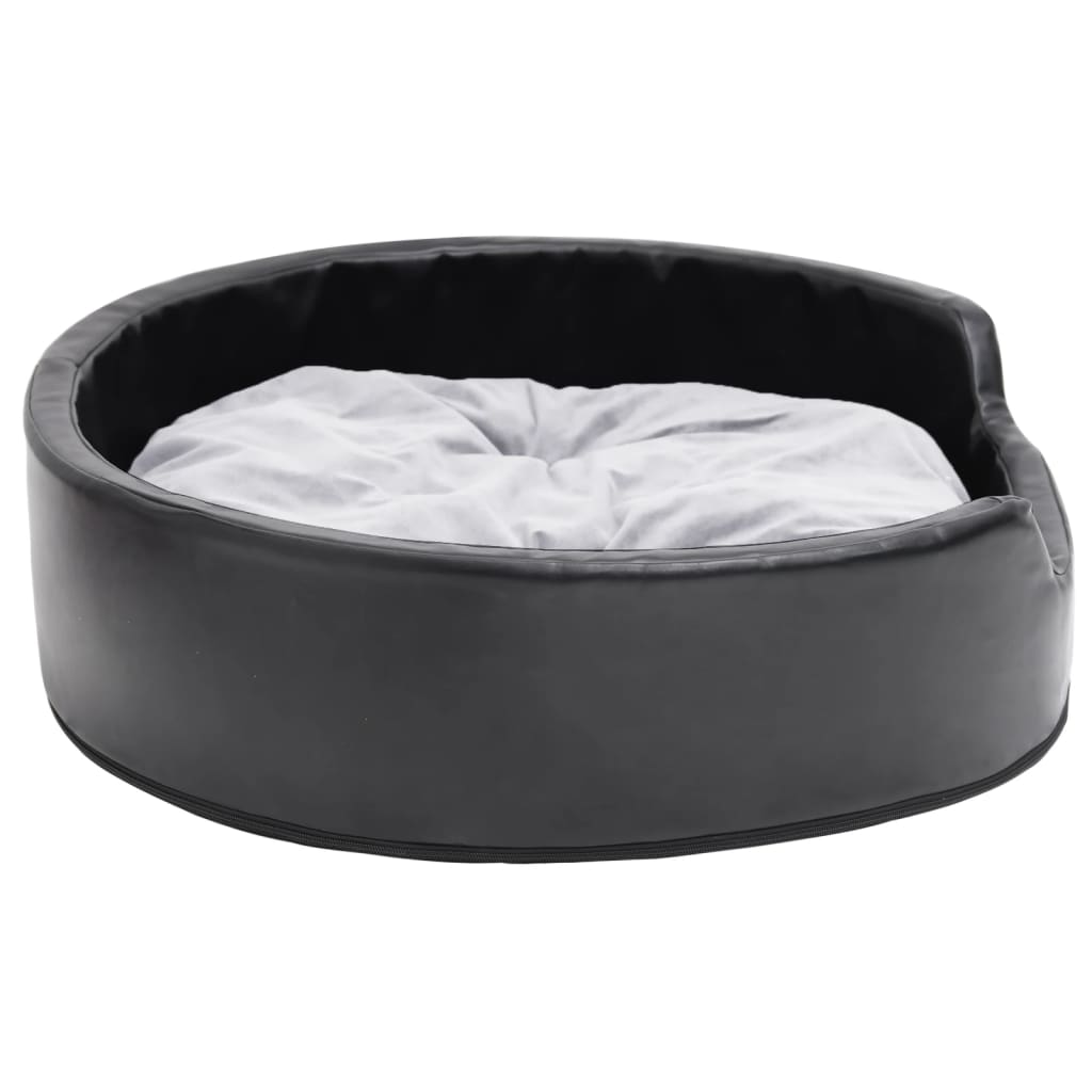 Hondenmand Pluche En Kunstleer Zwart En 79 x 70 x 19 cm Grijs