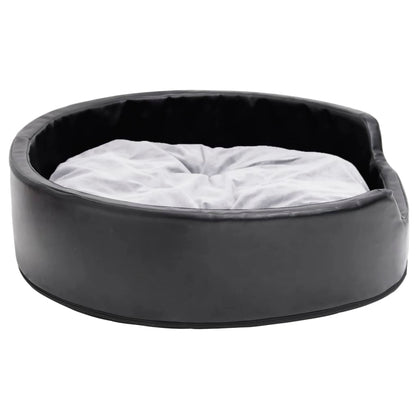 Hondenmand Pluche En Kunstleer Zwart En 79 x 70 x 19 cm Grijs