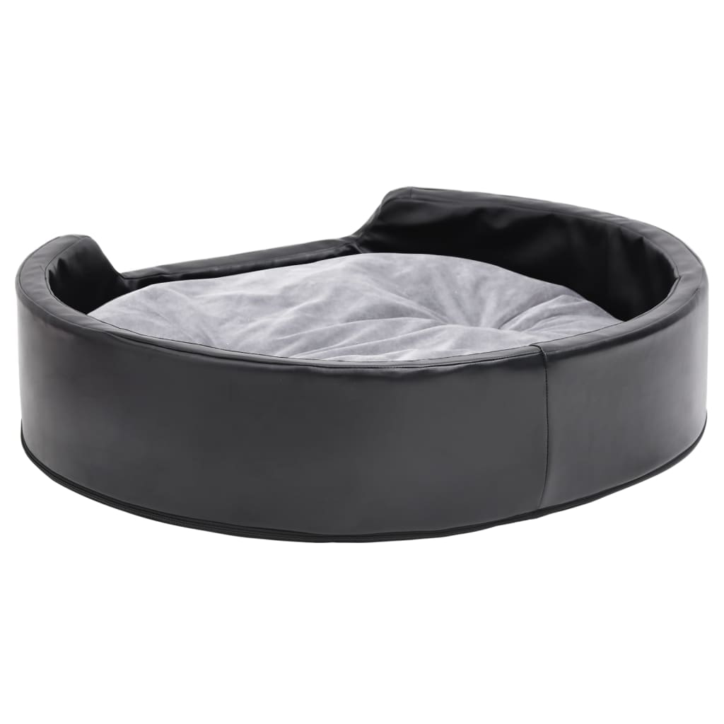 Hondenmand Pluche En Kunstleer Zwart En 79 x 70 x 19 cm Grijs