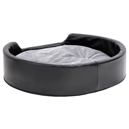 Hondenmand Pluche En Kunstleer Zwart En 79 x 70 x 19 cm Grijs