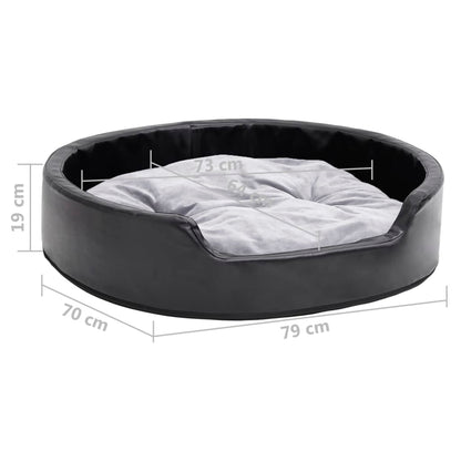 Hondenmand Pluche En Kunstleer Zwart En 79 x 70 x 19 cm Grijs