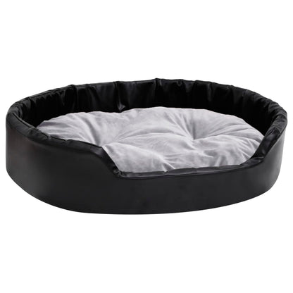 Hondenmand Pluche En Kunstleer Zwart En 90 x 79 x 20 cm Grijs