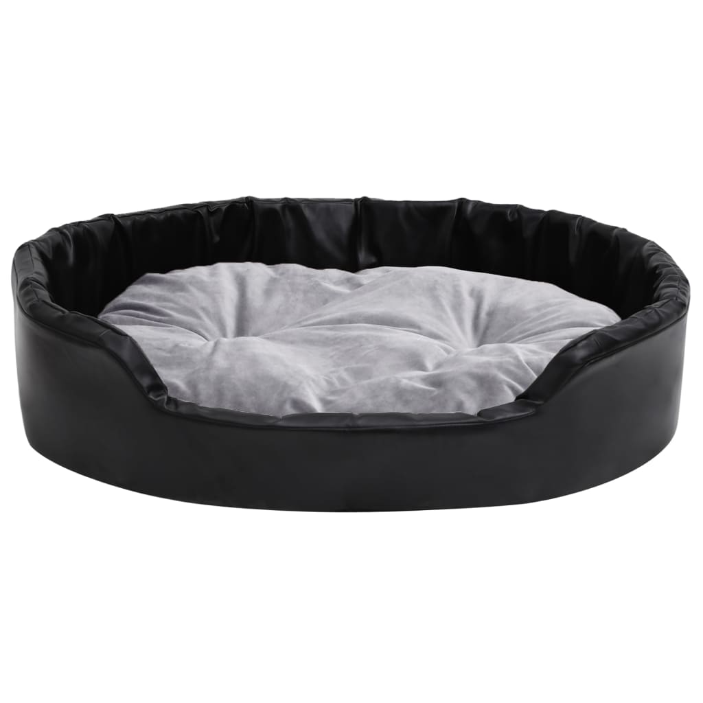 Hondenmand Pluche En Kunstleer Zwart En 90 x 79 x 20 cm Grijs