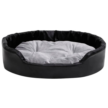 Hondenmand Pluche En Kunstleer Zwart En 90 x 79 x 20 cm Grijs