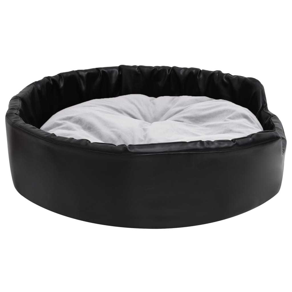 Hondenmand Pluche En Kunstleer Zwart En 90 x 79 x 20 cm Grijs