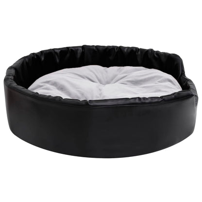 Hondenmand Pluche En Kunstleer Zwart En 90 x 79 x 20 cm Grijs