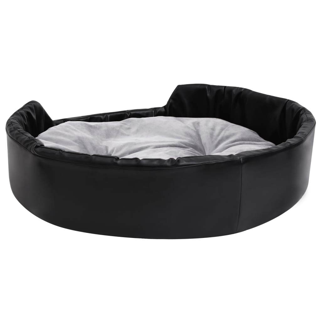 Hondenmand Pluche En Kunstleer Zwart En 90 x 79 x 20 cm Grijs