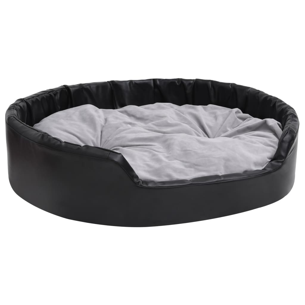 Hondenmand Pluche En Kunstleer Zwart En 99 x 89 x 21 cm Grijs