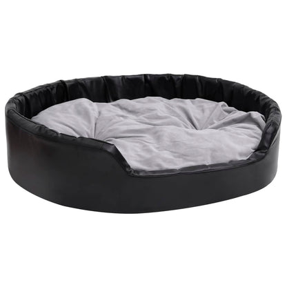 Hondenmand Pluche En Kunstleer Zwart En 99 x 89 x 21 cm Grijs