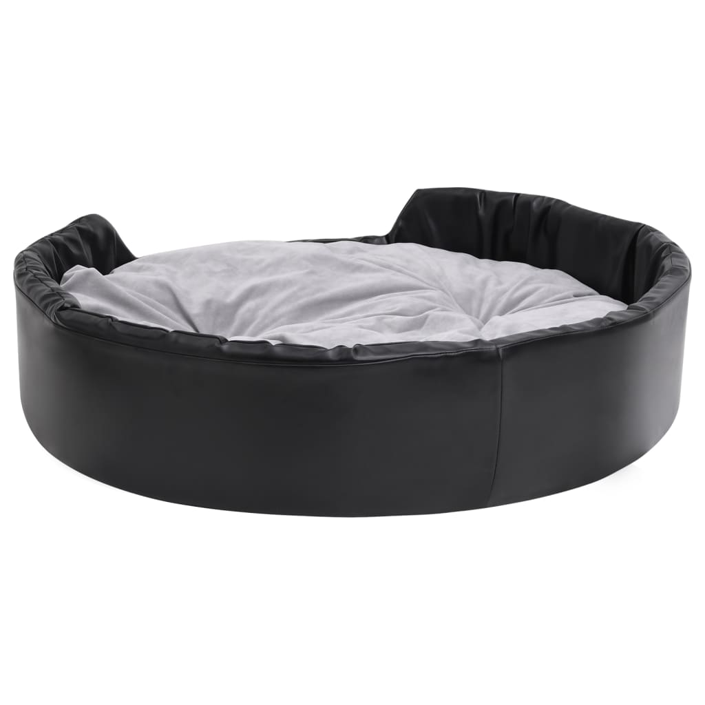 Hondenmand Pluche En Kunstleer Zwart En 99 x 89 x 21 cm Grijs