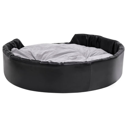 Hondenmand Pluche En Kunstleer Zwart En 99 x 89 x 21 cm Grijs