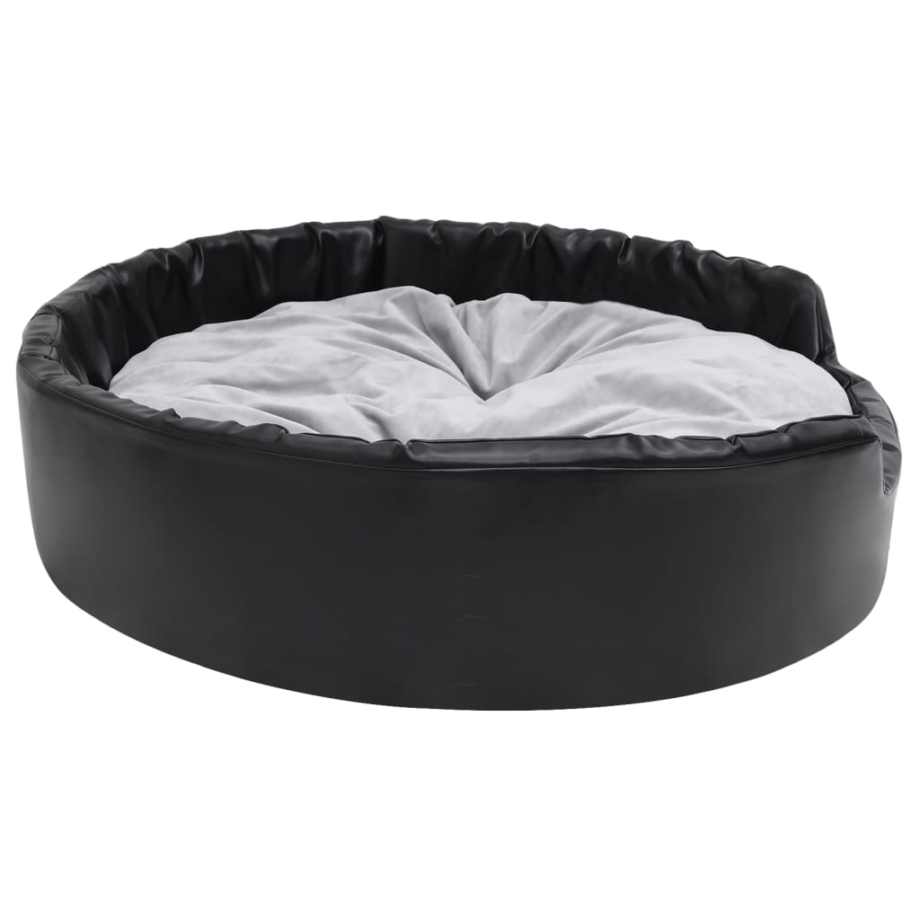 Hondenmand Pluche En Kunstleer Zwart En 99 x 89 x 21 cm Grijs