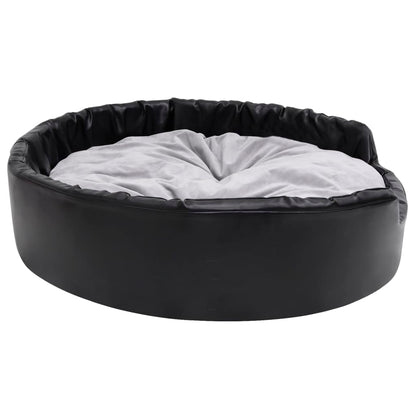 Hondenmand Pluche En Kunstleer Zwart En 99 x 89 x 21 cm Grijs