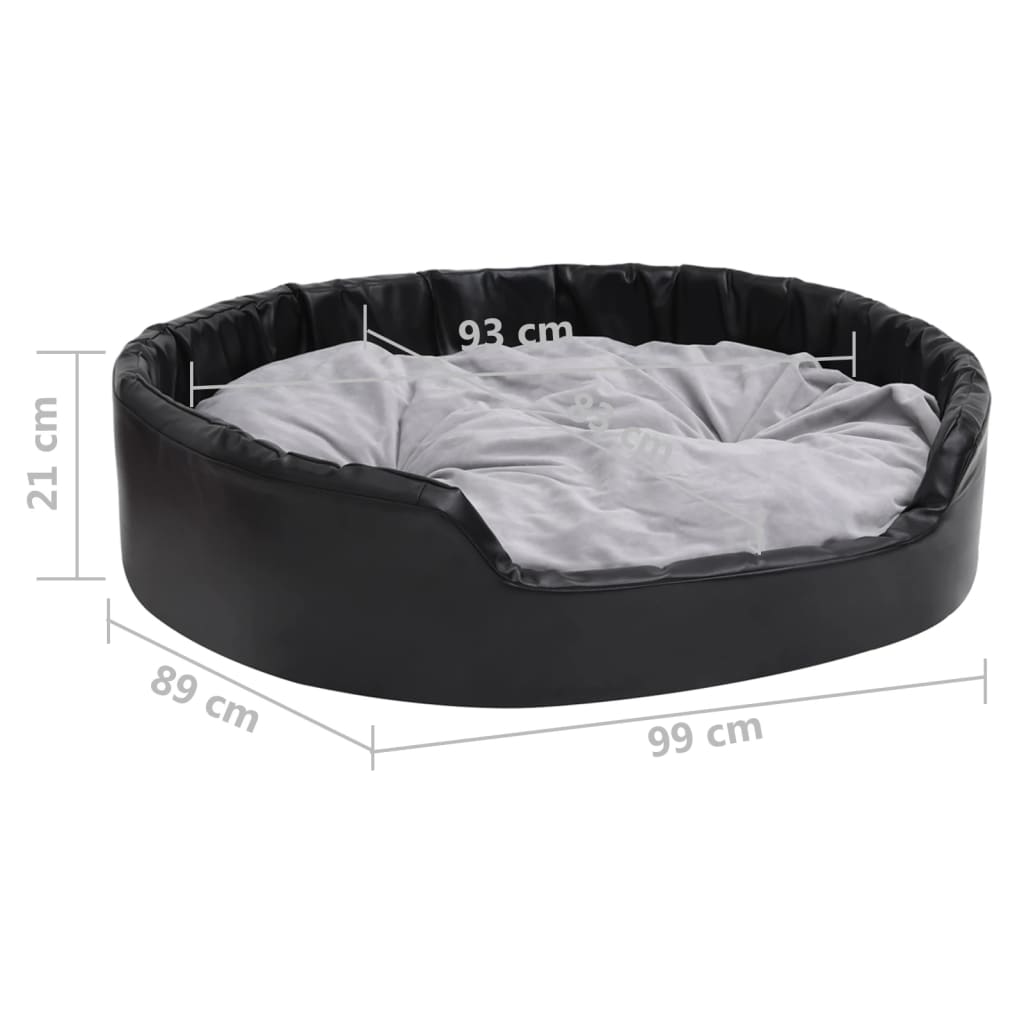 Hondenmand Pluche En Kunstleer Zwart En 99 x 89 x 21 cm Grijs