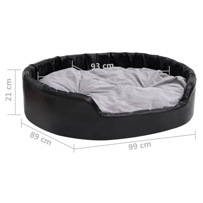 Hondenmand Pluche En Kunstleer Zwart En 99 x 89 x 21 cm Grijs