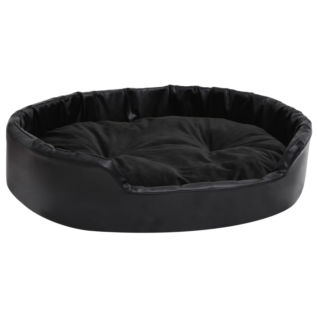 Hondenmand Pluche En Kunstleer 90 x 79 x 20 cm Zwart